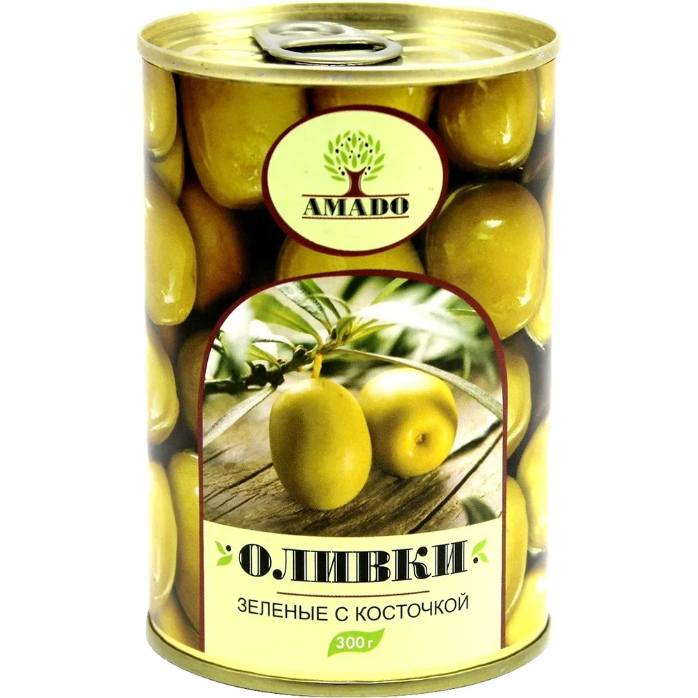 Оливки зеленые Amado с косточкой 300 г