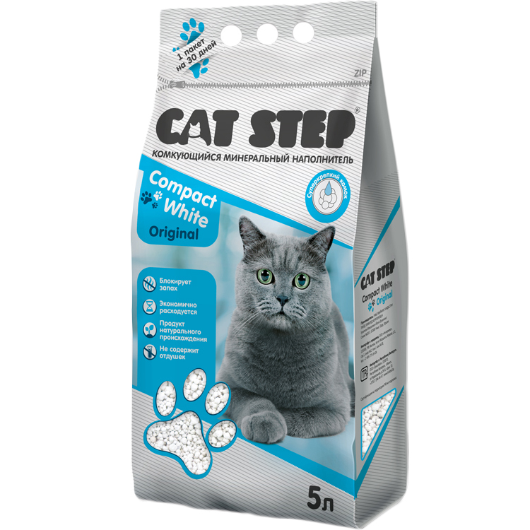 

Наполнитель Cat Step Compact White Original 5 л, Белый