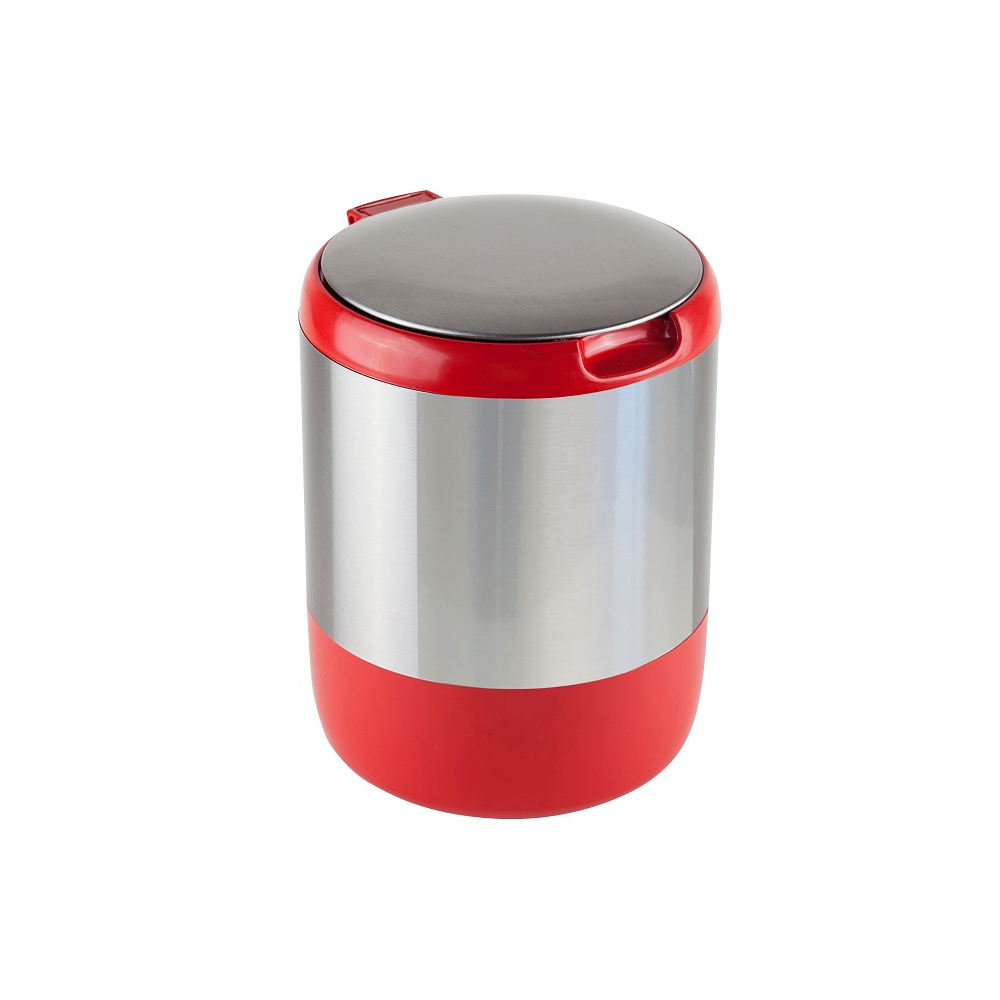 Урна с крышкой для мусора Primanova Lima красная с серебряным 15,5х20 см, цвет красный - фото 1