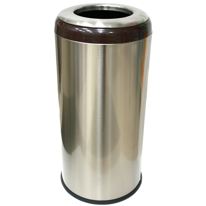 Урна для мусора Primanova Lima серебряная с коричневым 28,5х60 см 