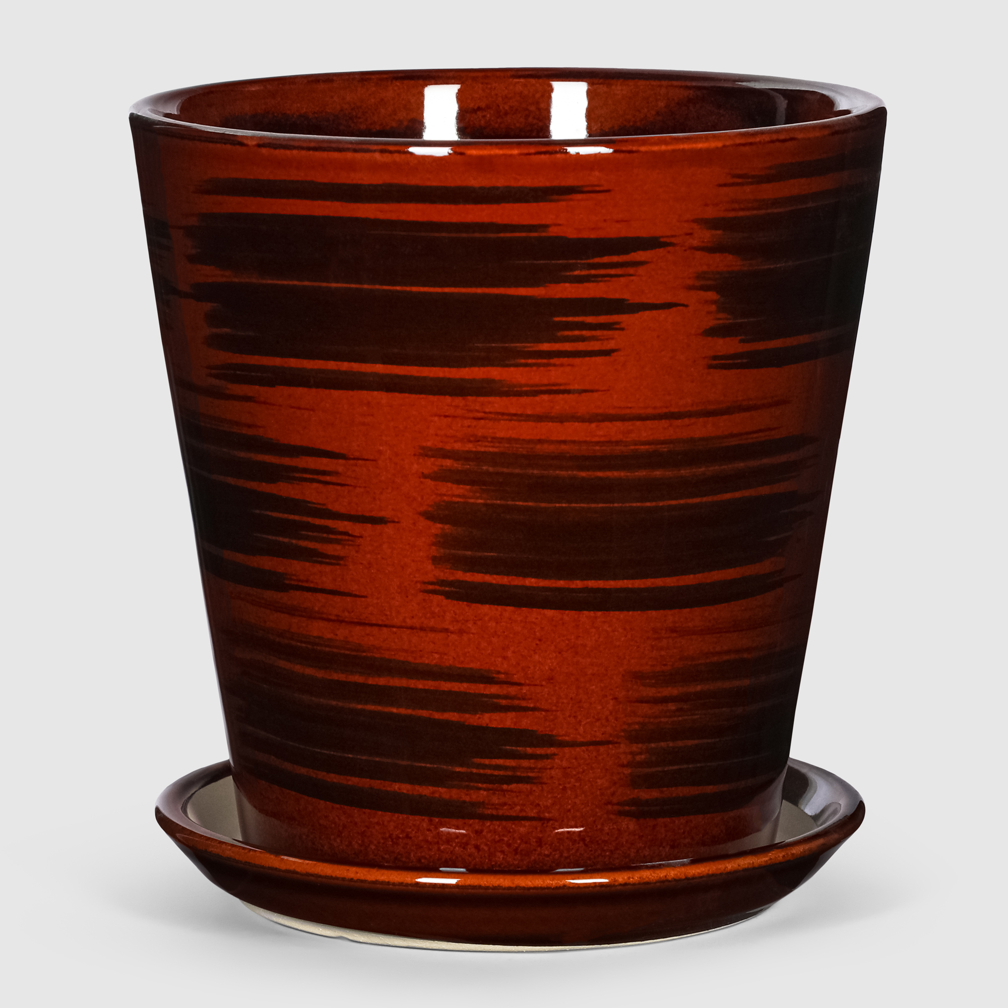 фото Кашпо керамическое для цветов shine pots 16x17см коричневый глянец