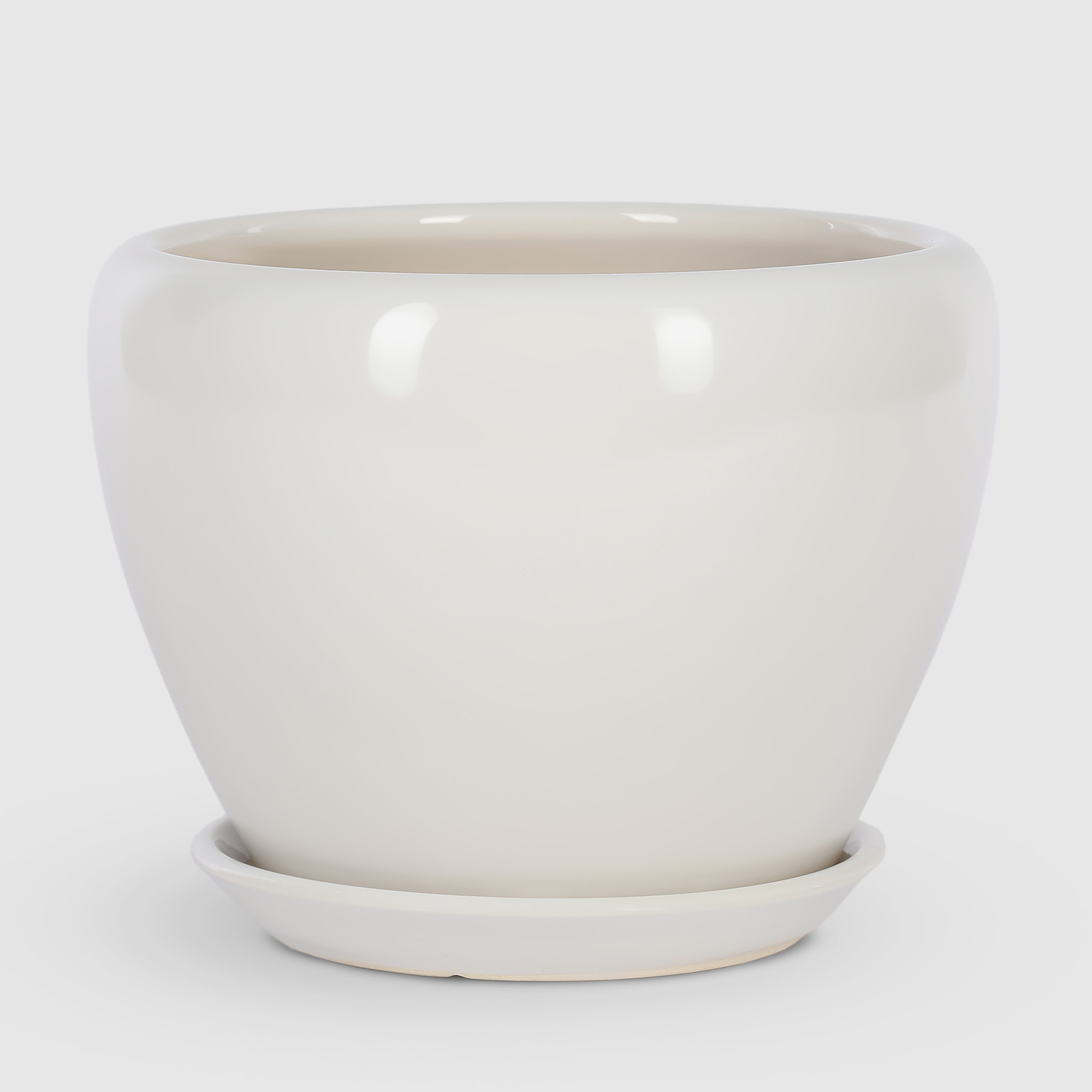 Кашпо керамическое для цветов Shine Pots 26x19см белое глянец