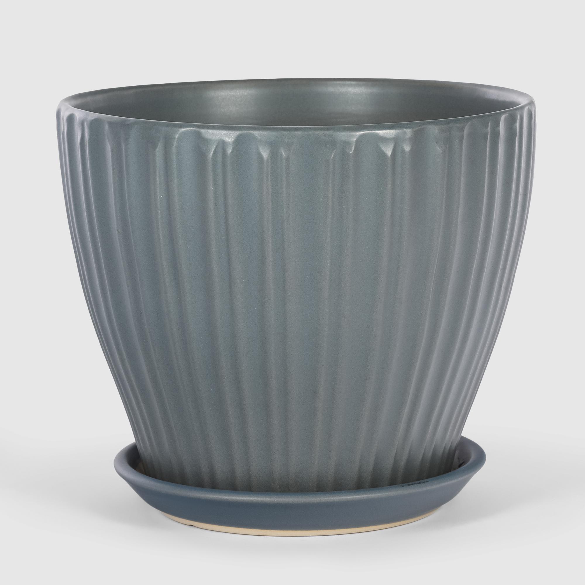 Кашпо керамическое для цветов Shine Pots 16x14см серое матовое 