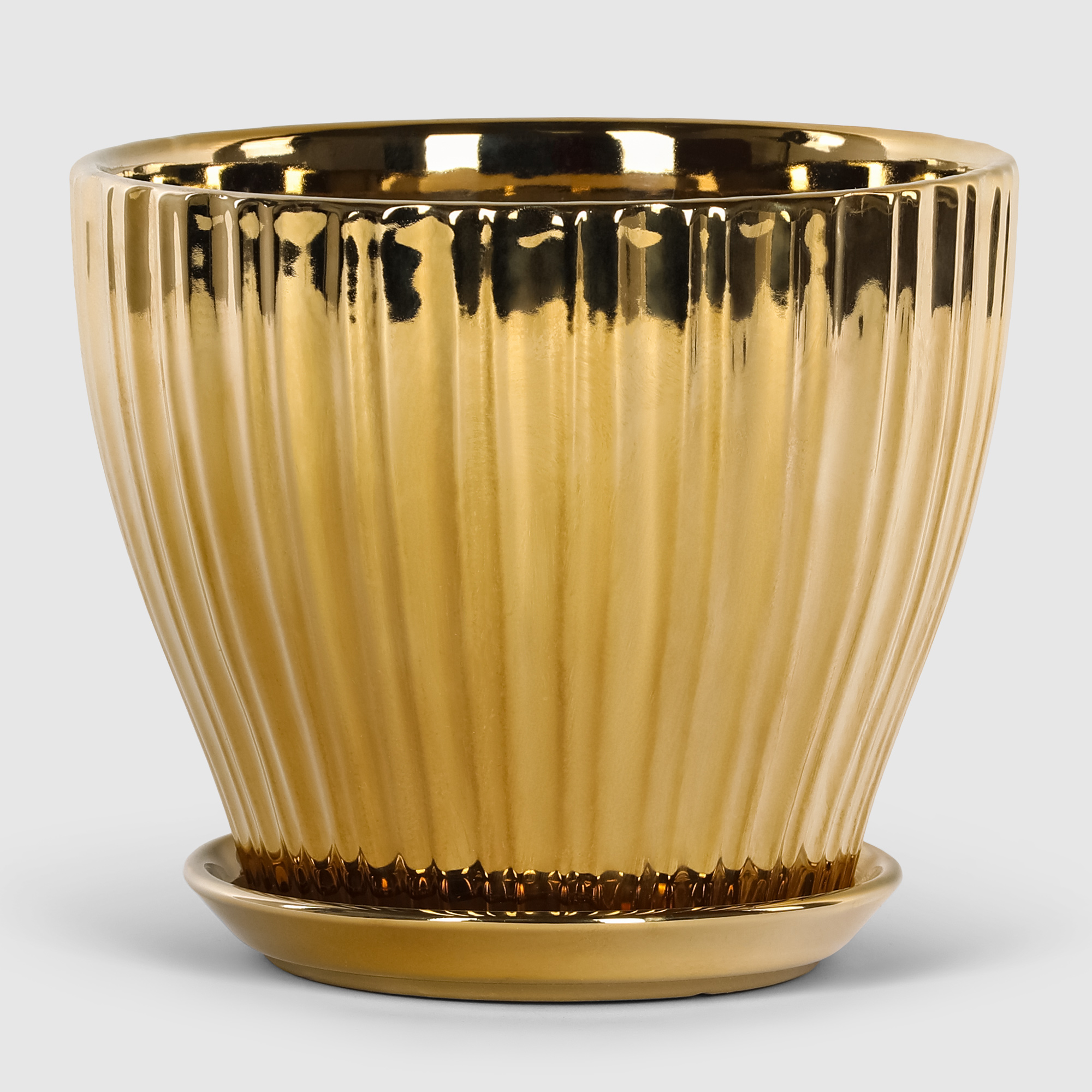 Кашпо керамическое для цветов Shine Pots 20x17см золото глянец 