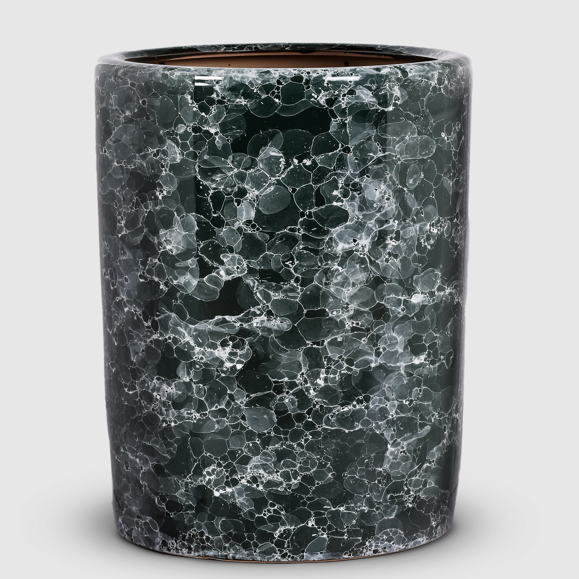 фото Кашпо керамическое для цветов shine pots 30x39см зеленый мрамор