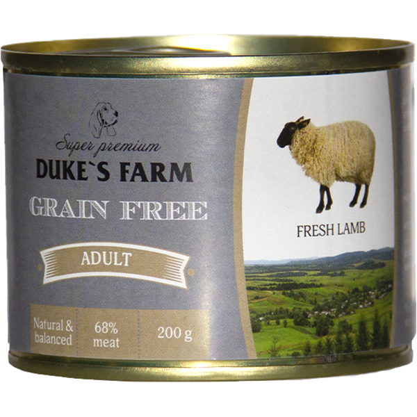фото Корм для собак duke's farm grain free беззерновой ягненок, клюква, шпинат 200г