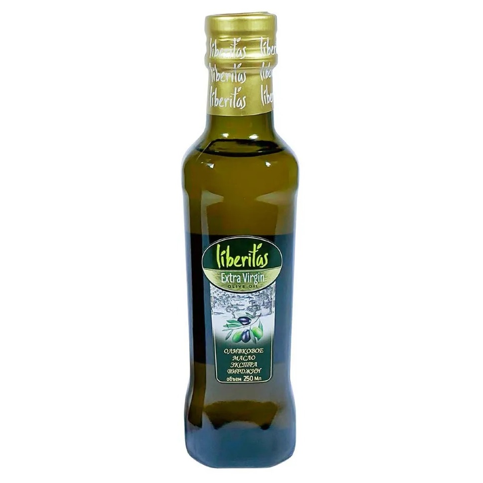 Масло оливковое нерафинированное Liberitas Extra Virgin 250 мл стеклянная бутылка