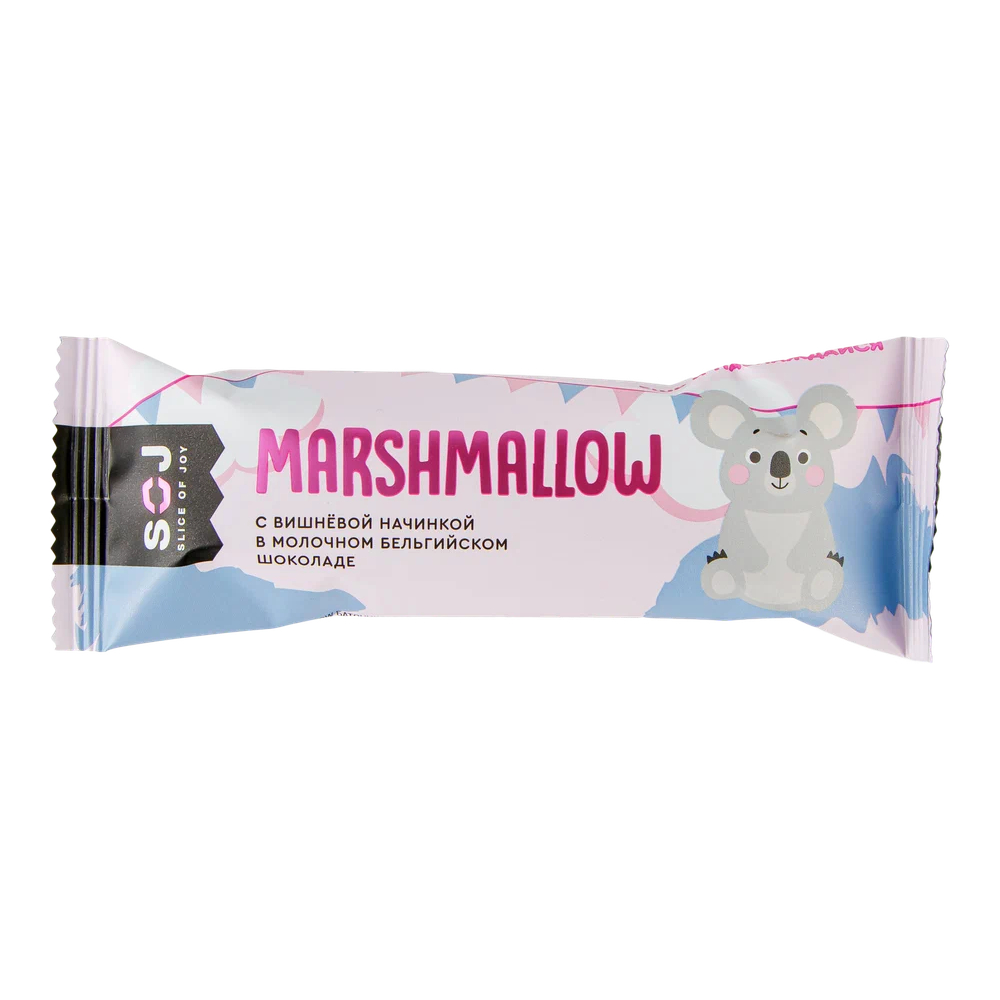 Батончик SOJ Marshmallow C вишневой начинкой в молочном шоколаде, 30 г