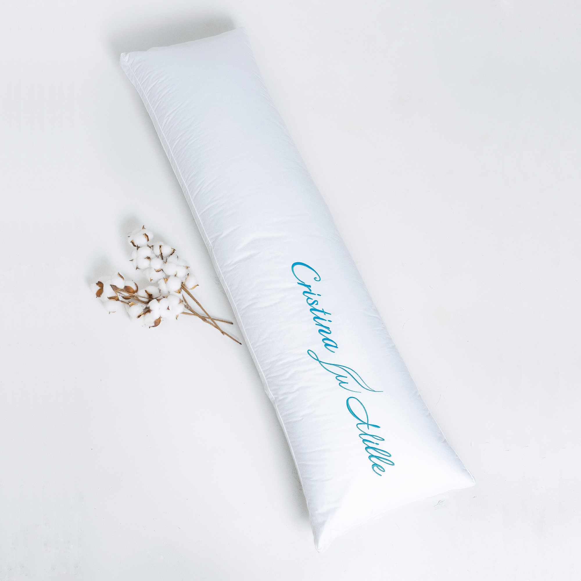 Подушка-обнимашка Cristina Mille белая с голубым 120х30 см, цвет белый