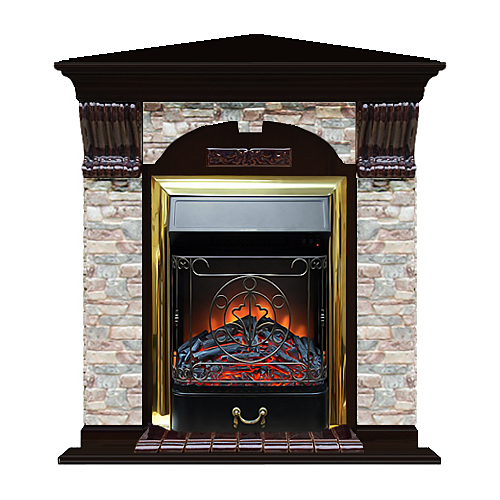 

Каминокомплект арочно-угловой Glenrich портал Грот цветной с Венге и очагом Majestic BR 106,5х81х98 см