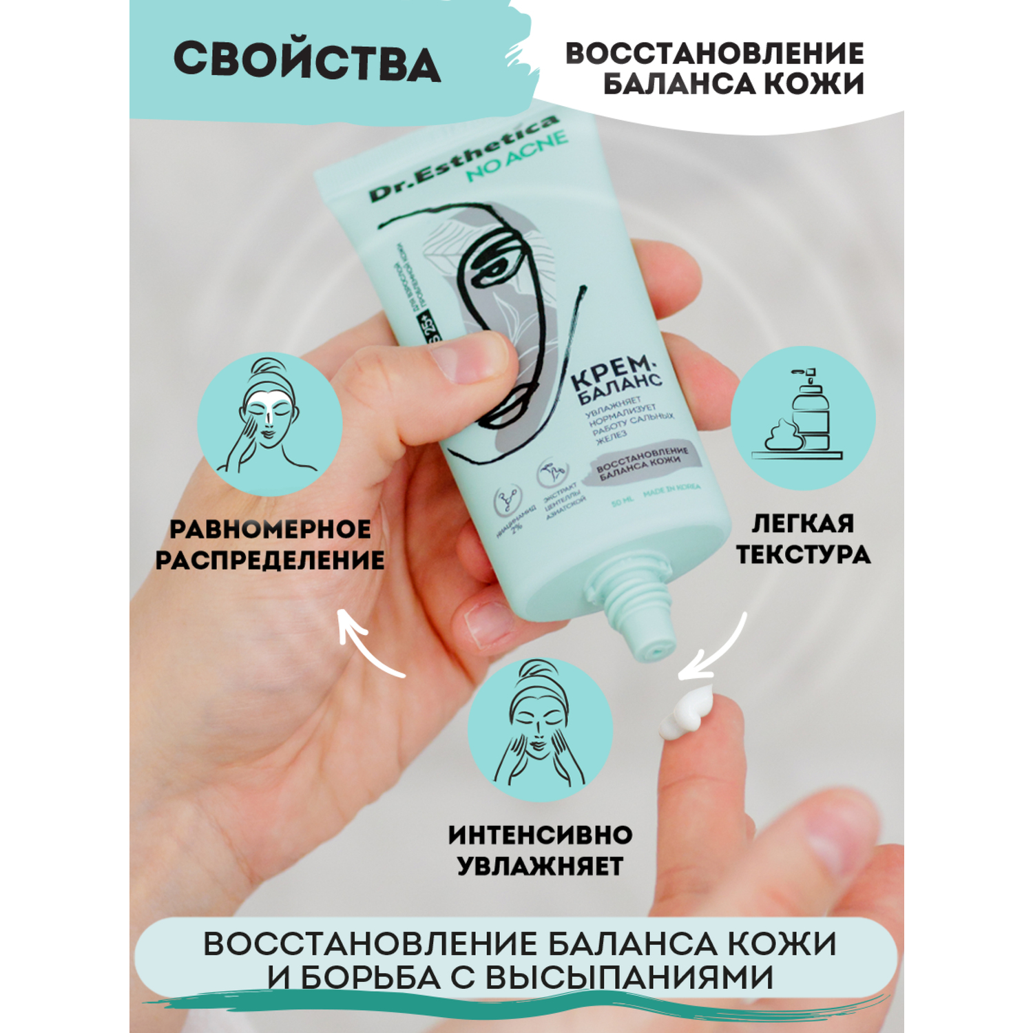 фото Крем-баланс dr. esthetica no acne adults 50 мл