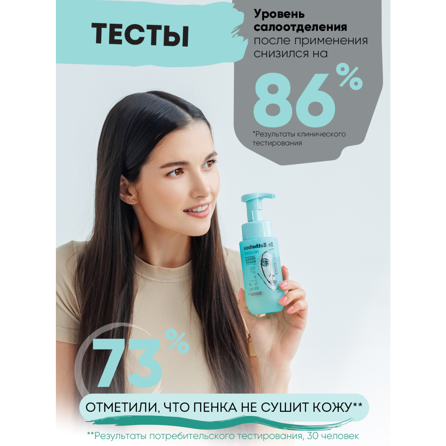 фото Очищающая пенка-баланс dr. esthetica no acne adults 200 мл