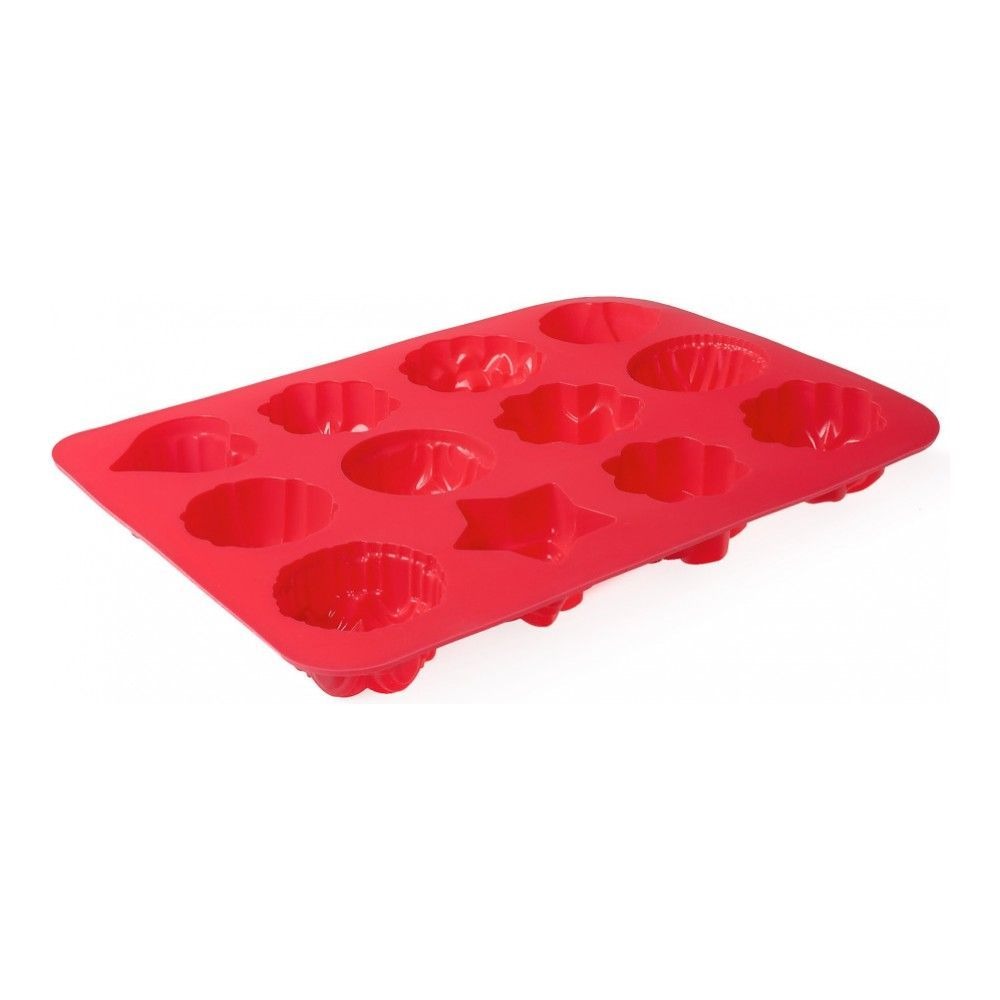 Форма силиконовая для выпечки Walmer Bakery красная 12 кексов, цвет красный - фото 2