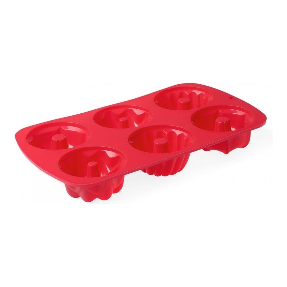 Форма силиконовая для выпечки Walmer Muffins красная 6 кексов, цвет красный - фото 2