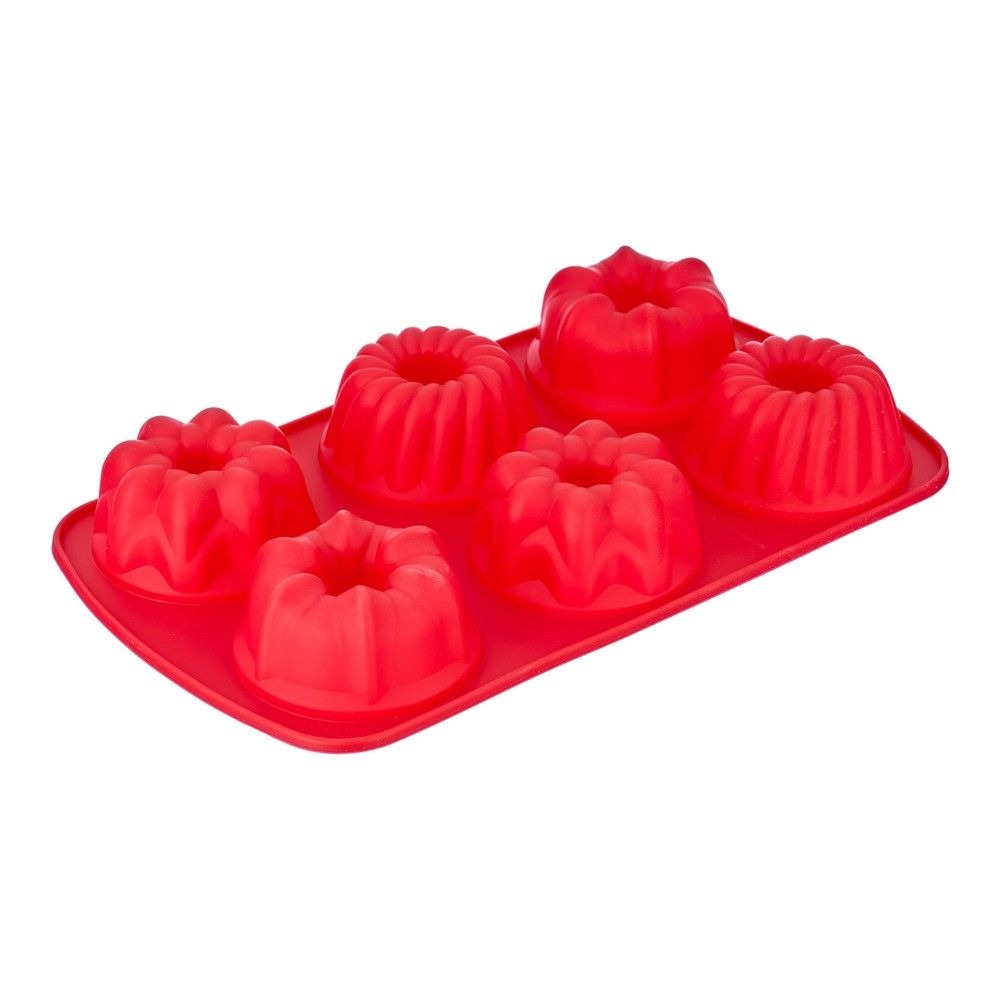 Форма силиконовая для выпечки Walmer Muffins красная 6 кексов, цвет красный - фото 3