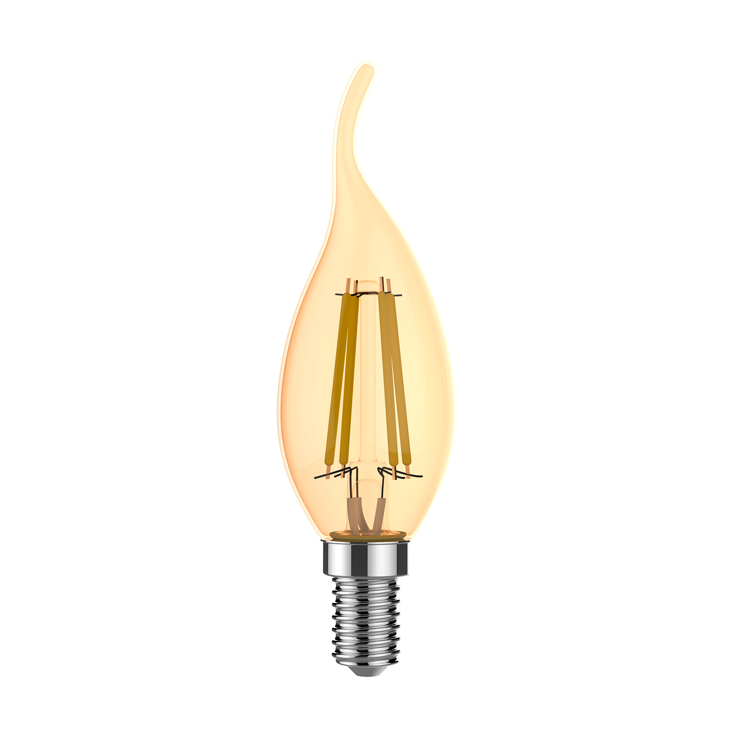 фото Лампа gauss basic filament свеча на ветру 3,8w 350lm 2400к е14 golden led 1/10/50