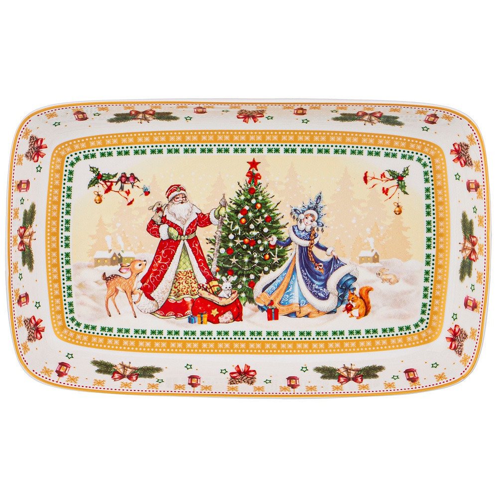 Блюдо Lefard Дед Мороз и Снегурочка прямоугольное - фото 1
