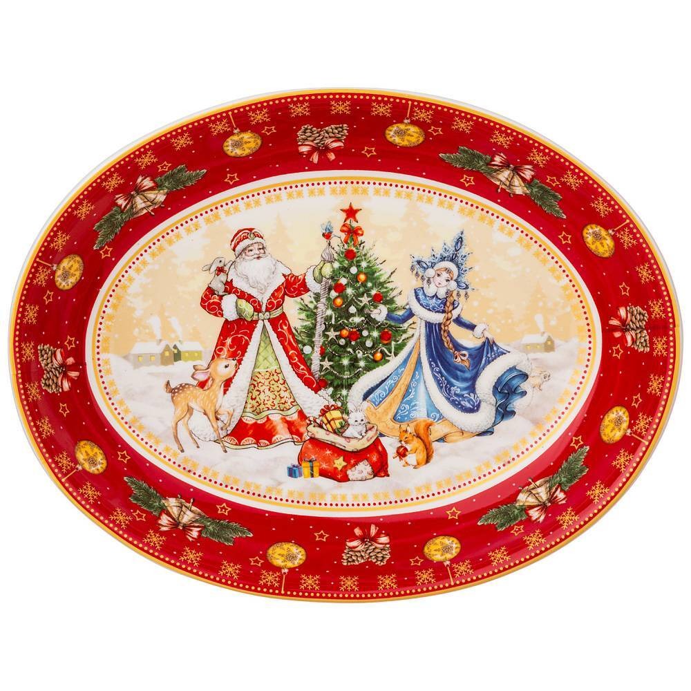Блюдо Lefard Дед Мороз и Снегурочка овальное - фото 1