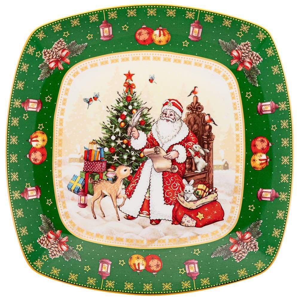 Блюдо Lefard Дед Мороз квадратное 25x4 см - фото 1