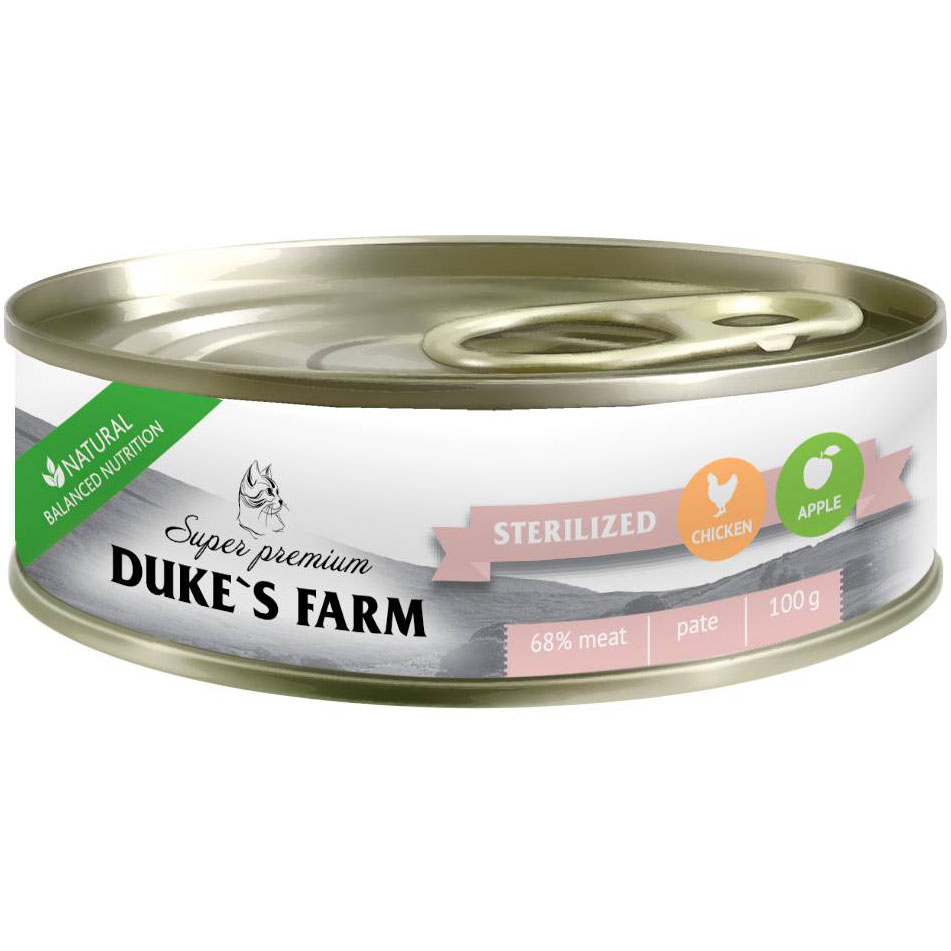 Корм для кошек DUKE`S FARM для стерилизованных курица, яблоко 100 г