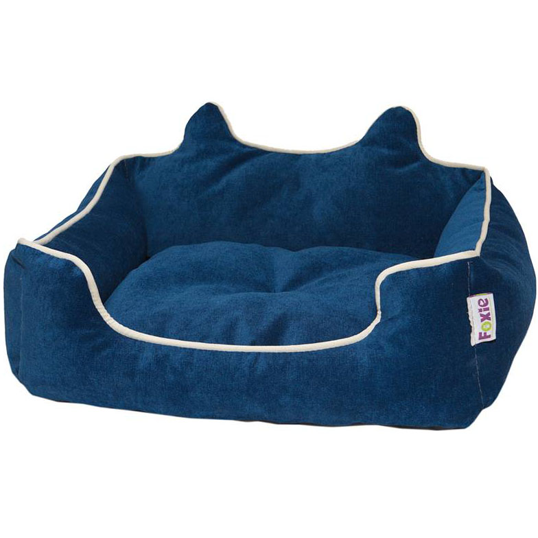 Лежак для животных Foxie Colour Real с ушками темно-синий 60х50х15 см