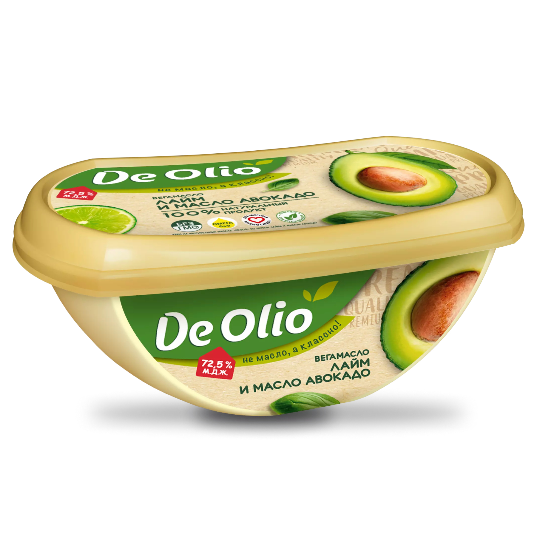 Крем растительный De Olio со вкусом лайма и маслом авокадо 72,5% 220 г - фото 1