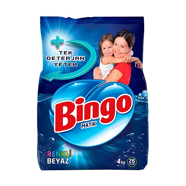 Порошок Bingo для стирки цветного и белого белья, 4 кг