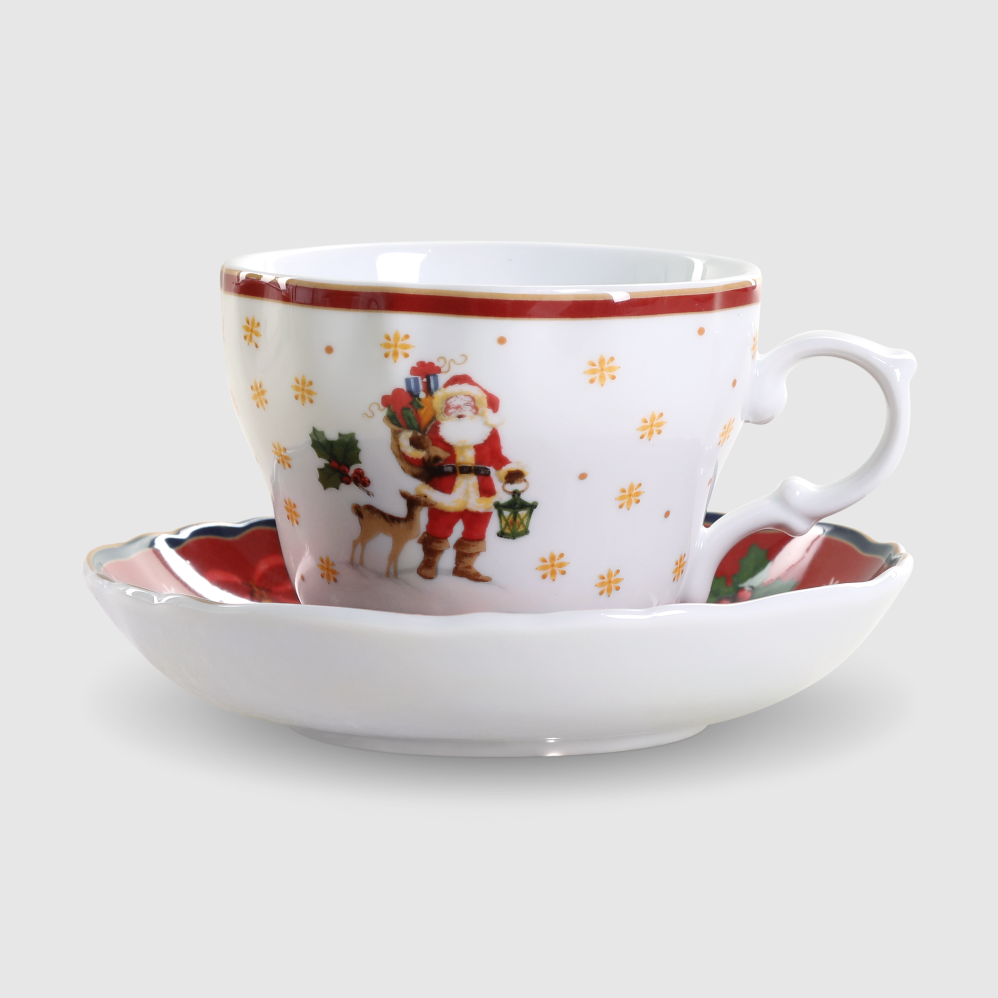 фото Чашка с блюдцем для чая porcelana bogucice christmas 2 персоны