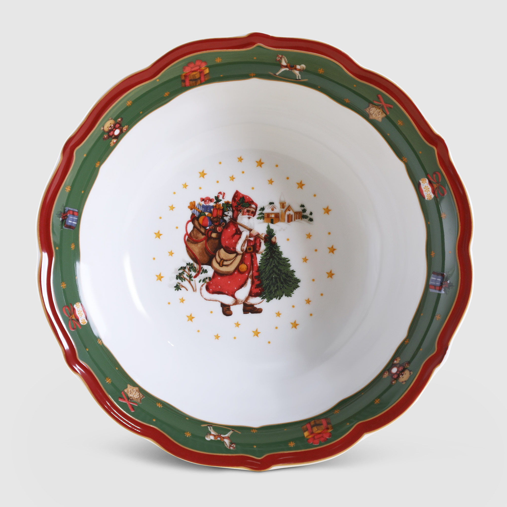 фото Блюдо на ножке porcelana bogucice green christmas