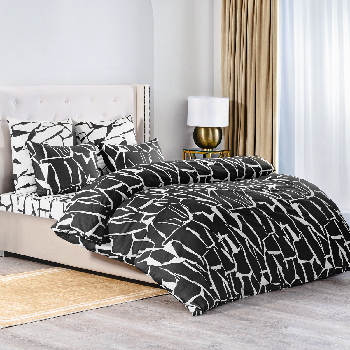 Комплект постельного белья Medsleep Сириус белый с чёрным Полуторный, цвет чёрный, размер Полуторный - фото 2