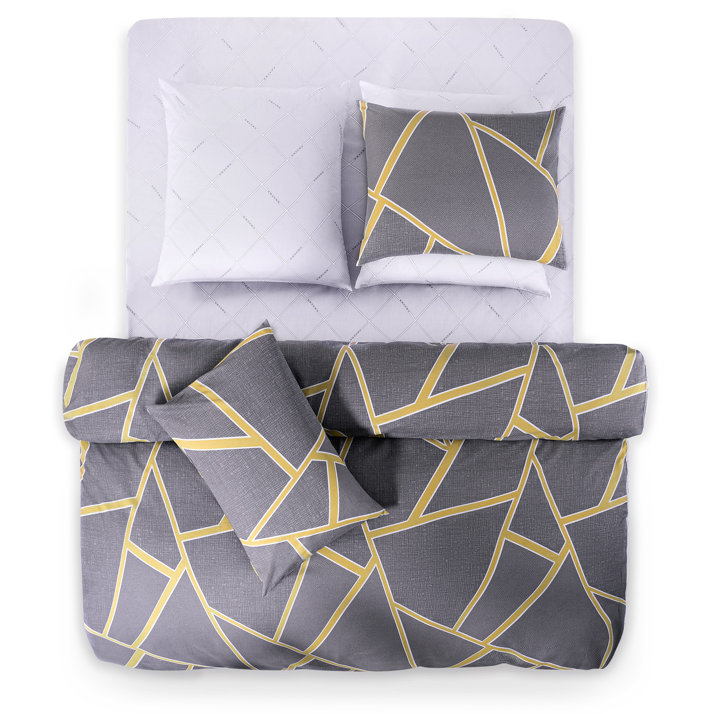 Комплект постельного белья Medsleep Мюнхен жёлтый с серым Двуспальный, цвет серый, размер Двуспальный - фото 2