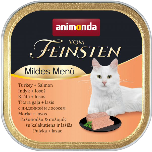 фото Корм для кошек animonda vom feinsten mildes menu с индейкой и лососем 100 г