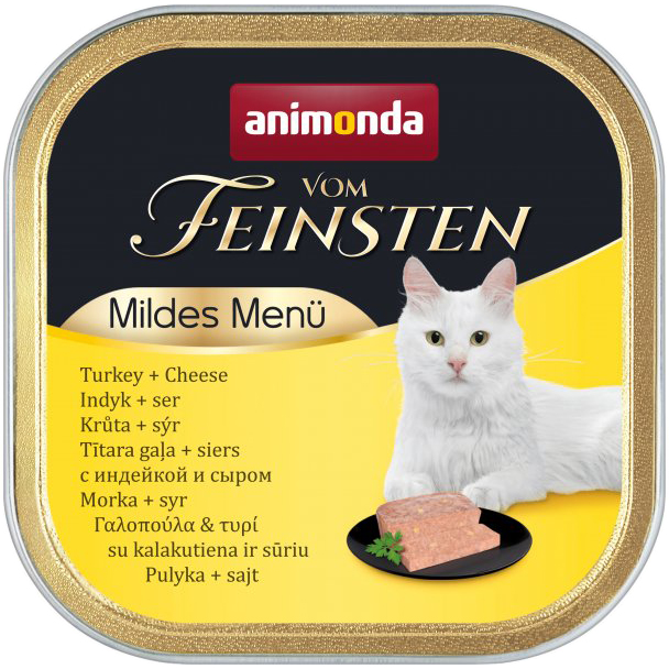 фото Корм для кошек animonda vom feinsten mildes menu с индейкой и сыром 100 г