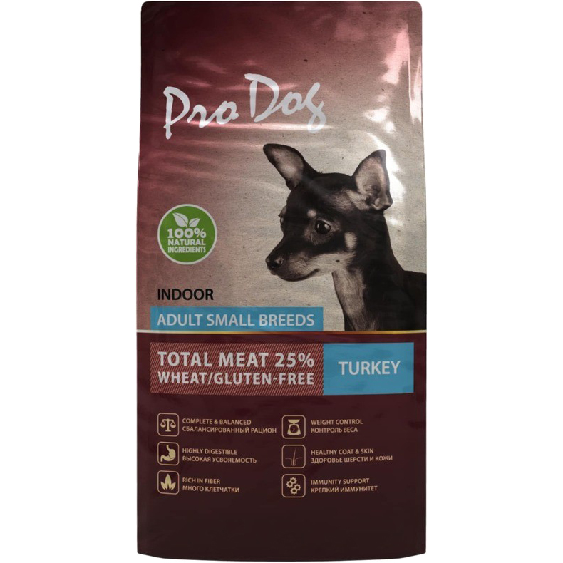 Корм для собак PRO DOG для мелких пород для поддержания оптимального веса индейка 500 г