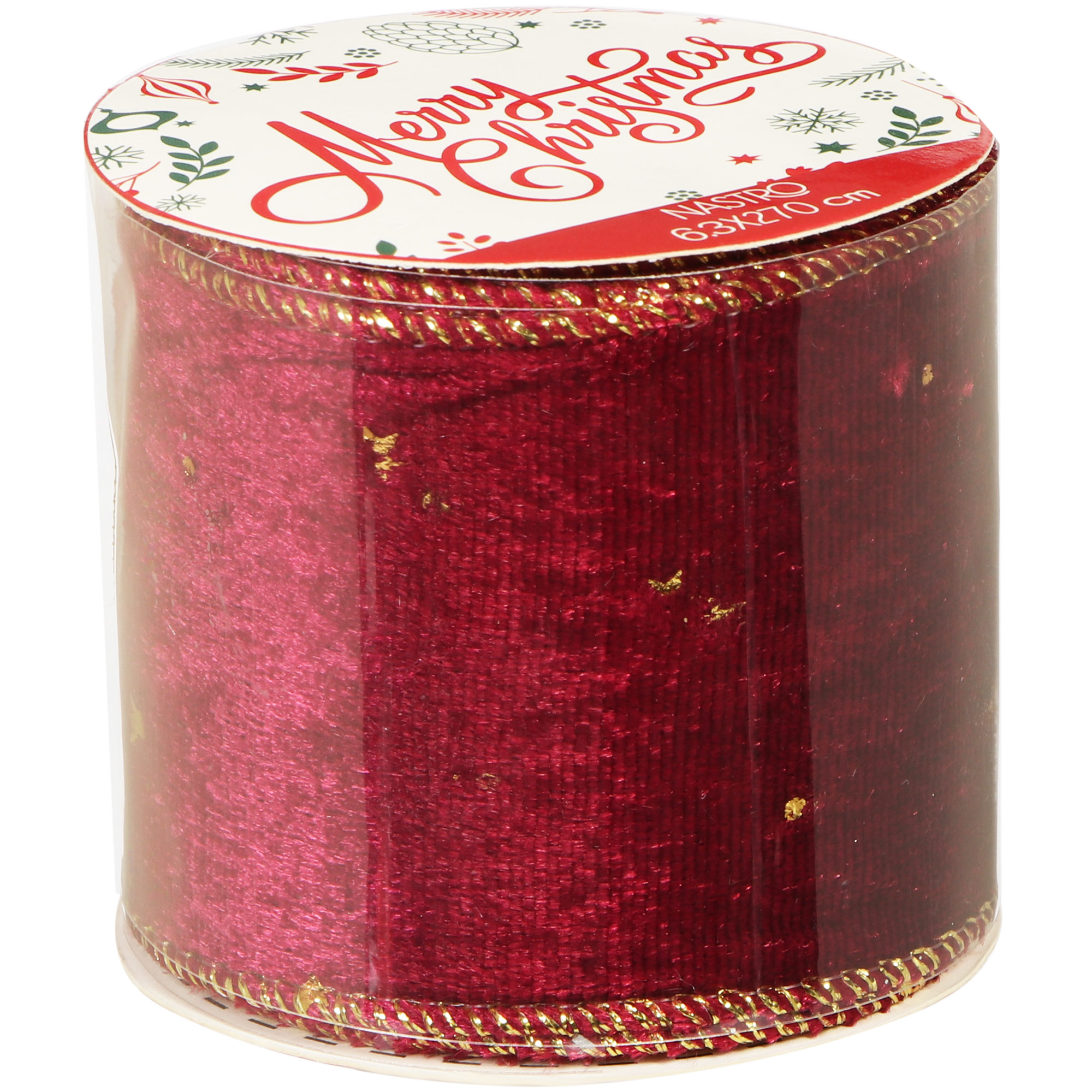 Лента новогодняя Due Esse Christmas CM003433 270 см бордо/золото