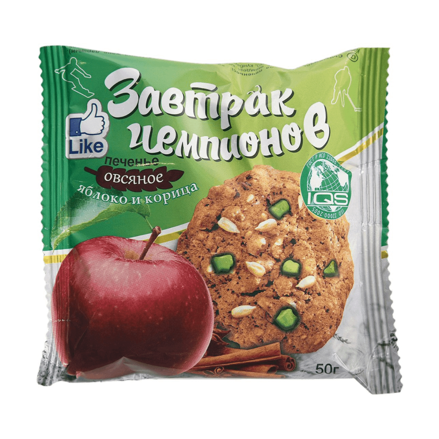 фото Печенье овсяное завтрак чемпионов со вкусом яблоко - корица, 50 г