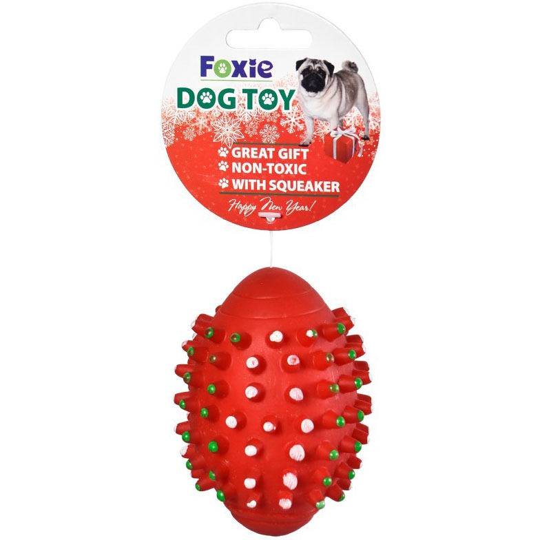 Игрушка для собак Foxie Мяч регби с пищалкой винил YT117584 красный 10х7 см, размер для всех пород