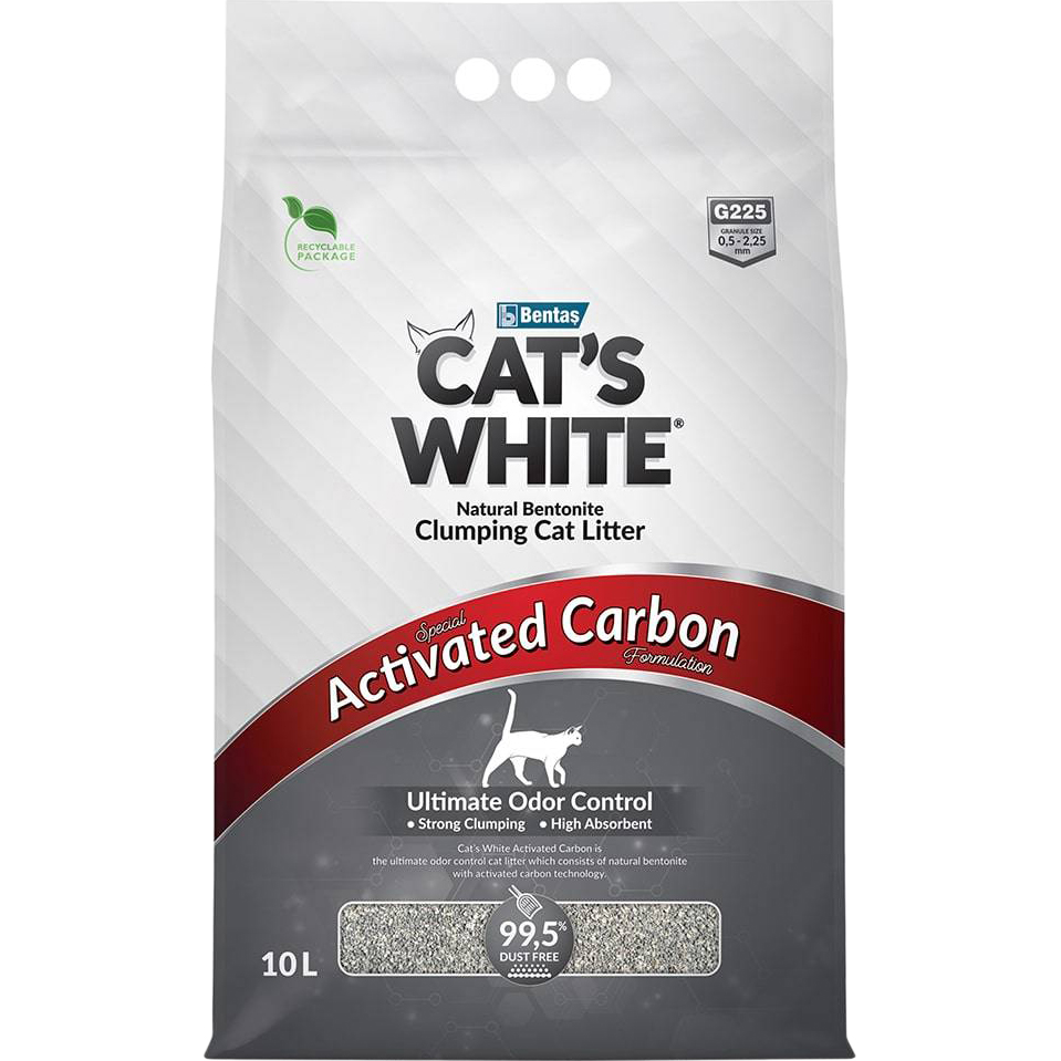 Наполнитель Cat's White Activated Carbon 10 л, цвет серый