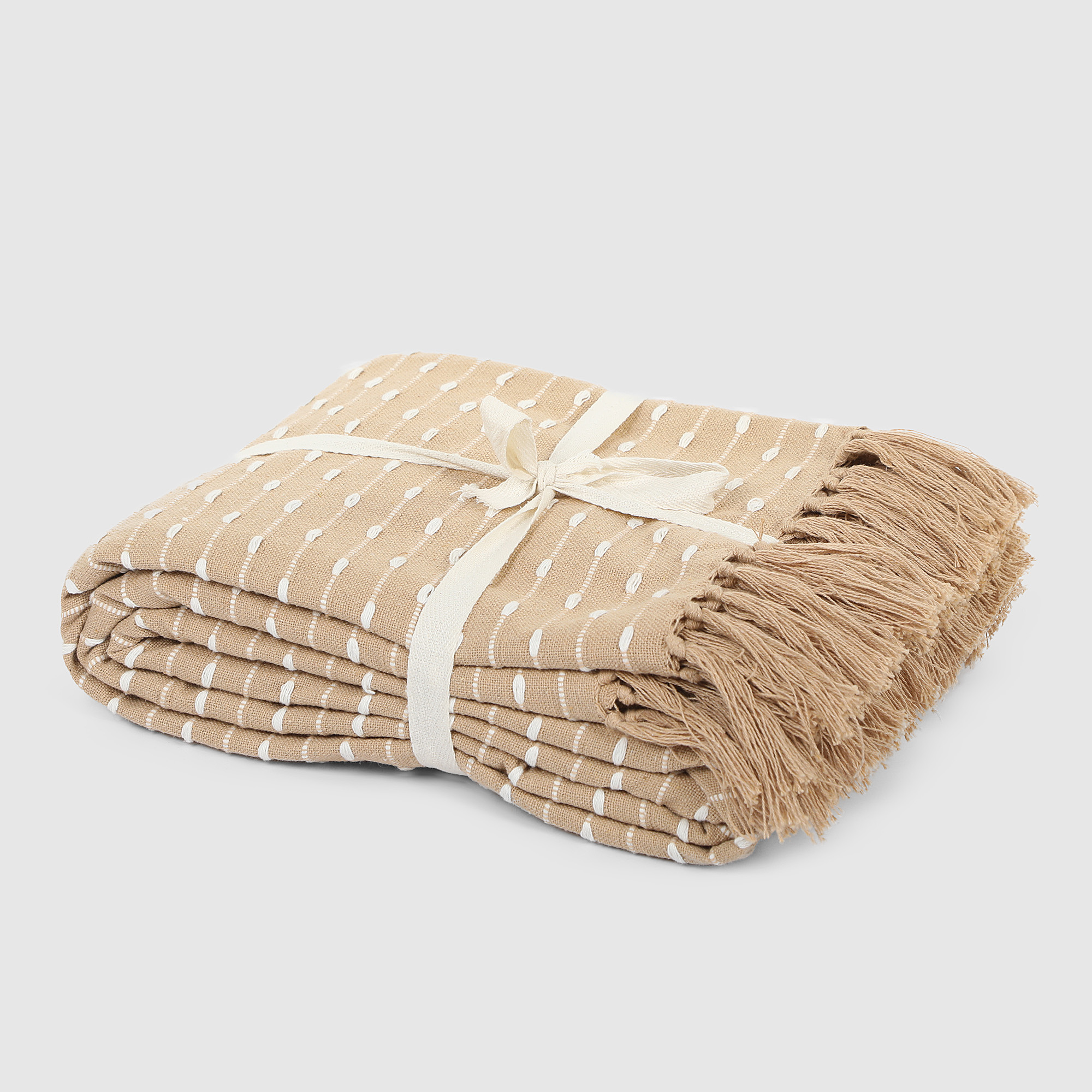 фото Плед хлопковый homelines textiles point 180x200 см beige