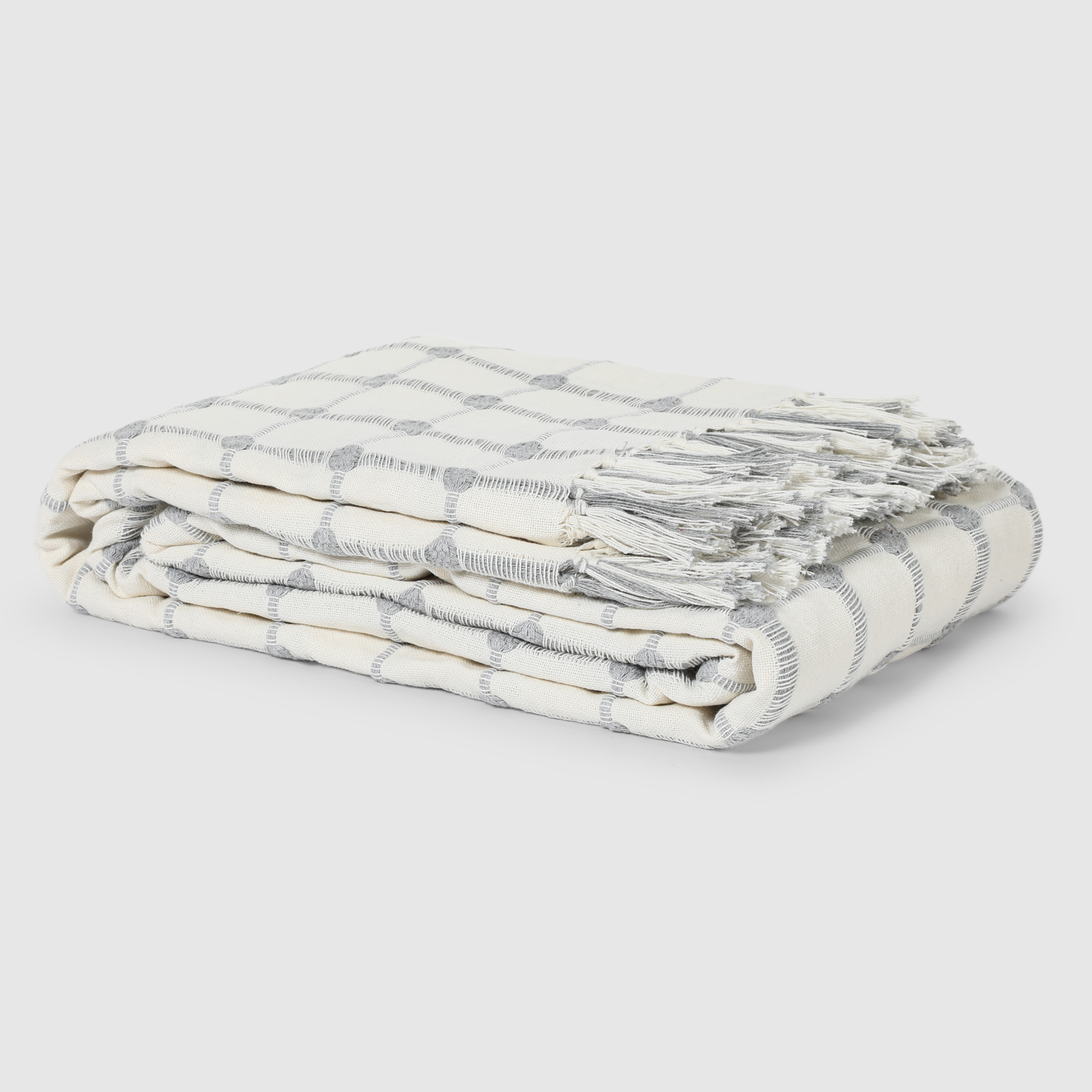 фото Плед хлопковый homelines textiles cage 180x200 см grey