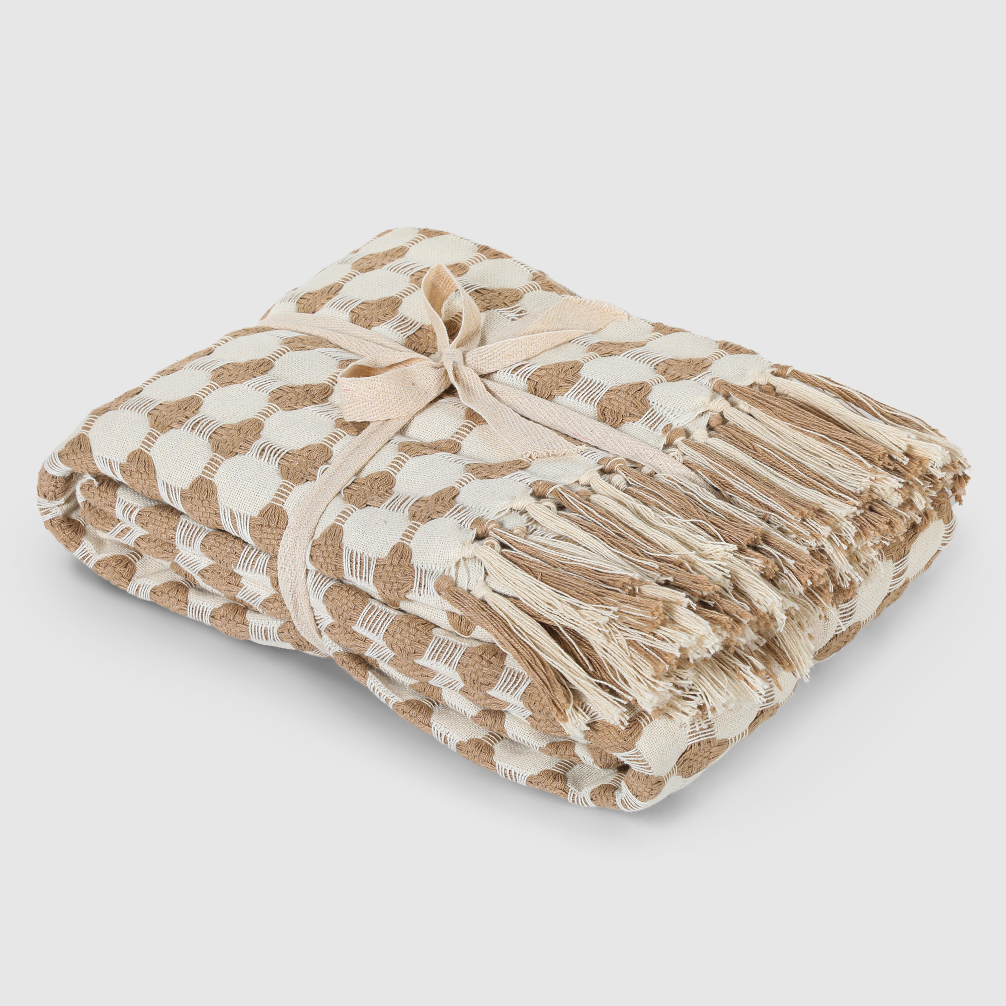 фото Плед хлопковый homelines textiles circle 140x200 см beige