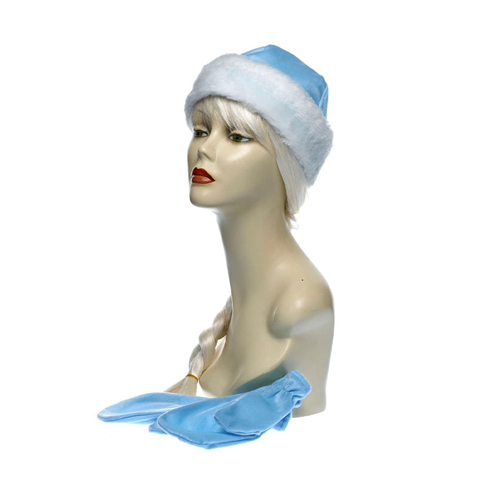 фото Комплект снегурочка артэ шапка с варежками, белый-голубой