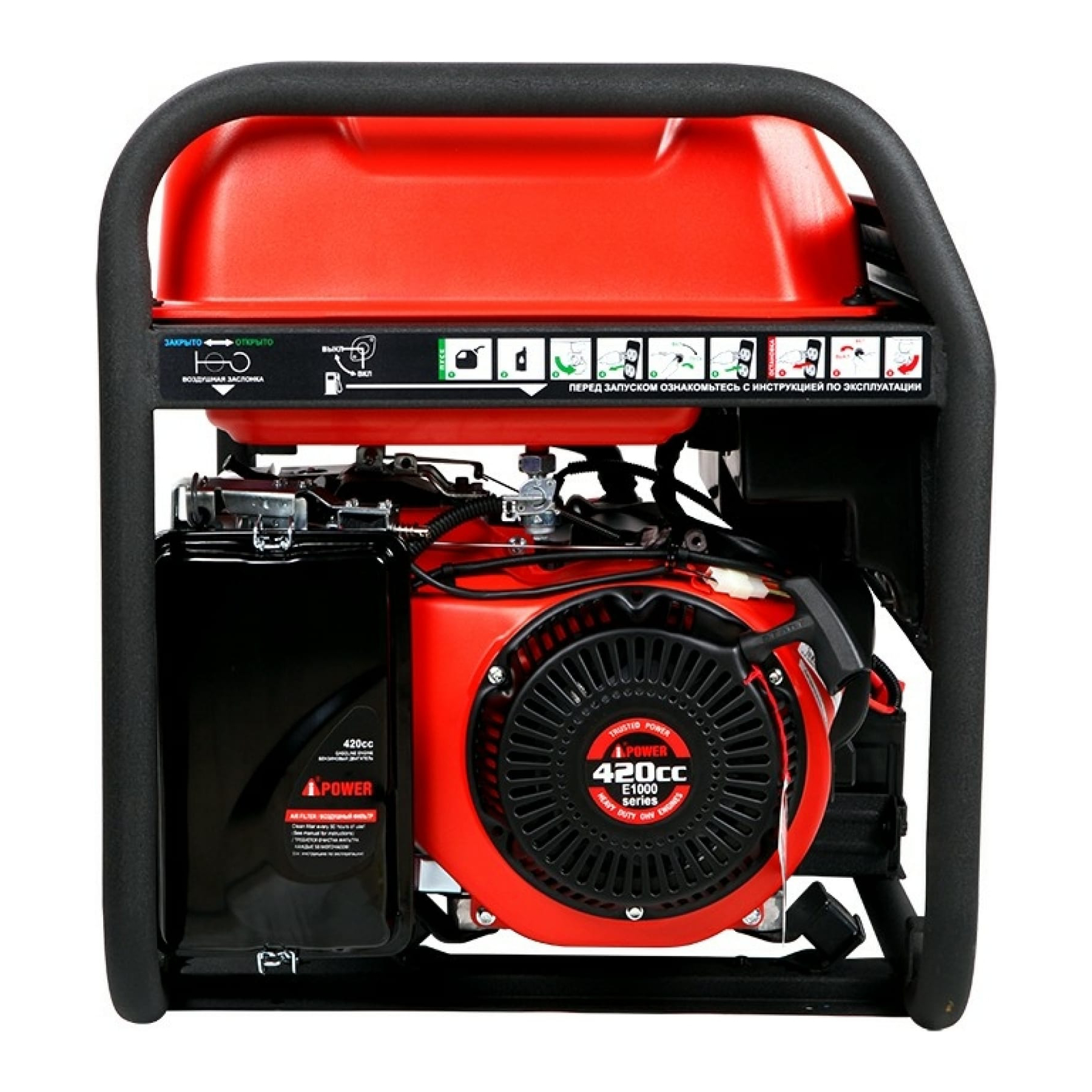 Бензиновый генератор Power с электростартером и ATS 6,5 кВт (A6500EA), цвет красный Е1000 - фото 3