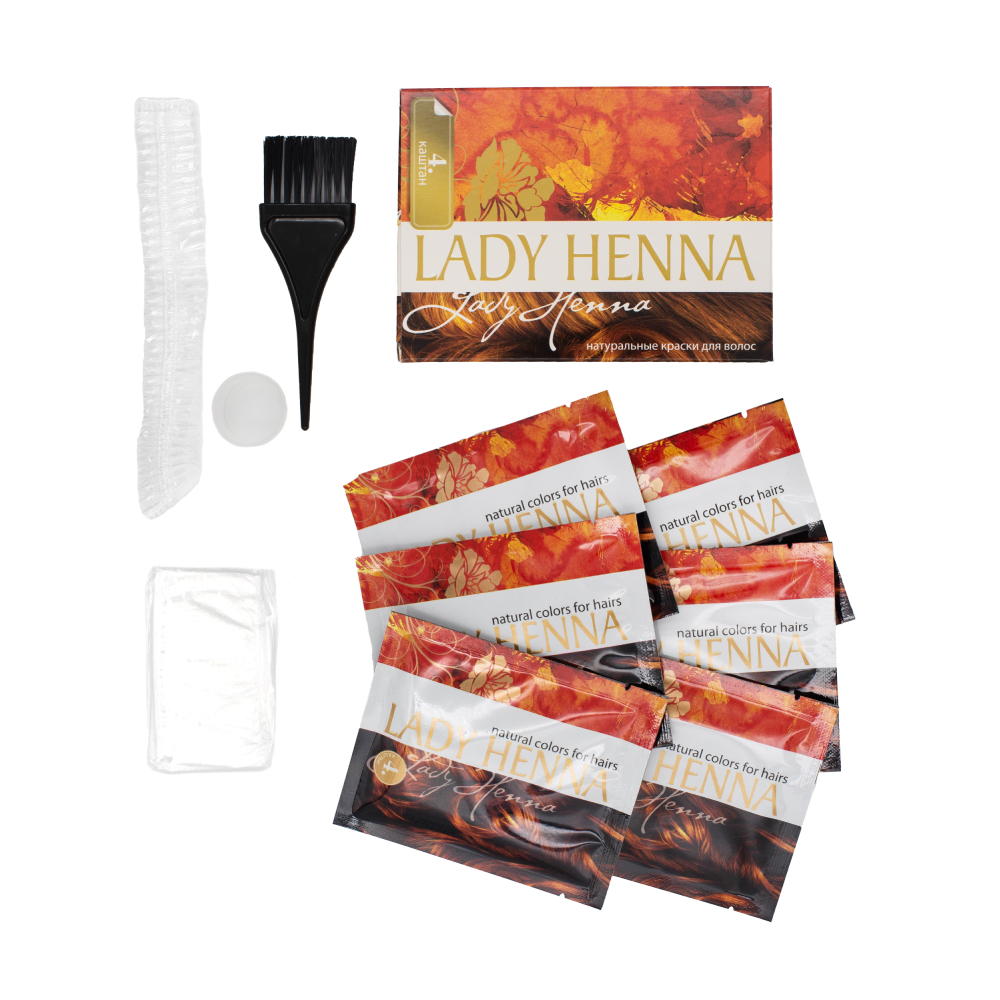 фото Краска для волос lady henna на основе хны каштан, 6 х 10 г