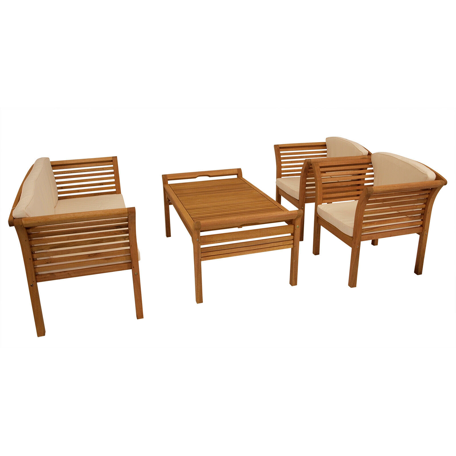 фото Комплект садовой мебели degamo malaga коричневое с бежевым из 4 предметов
