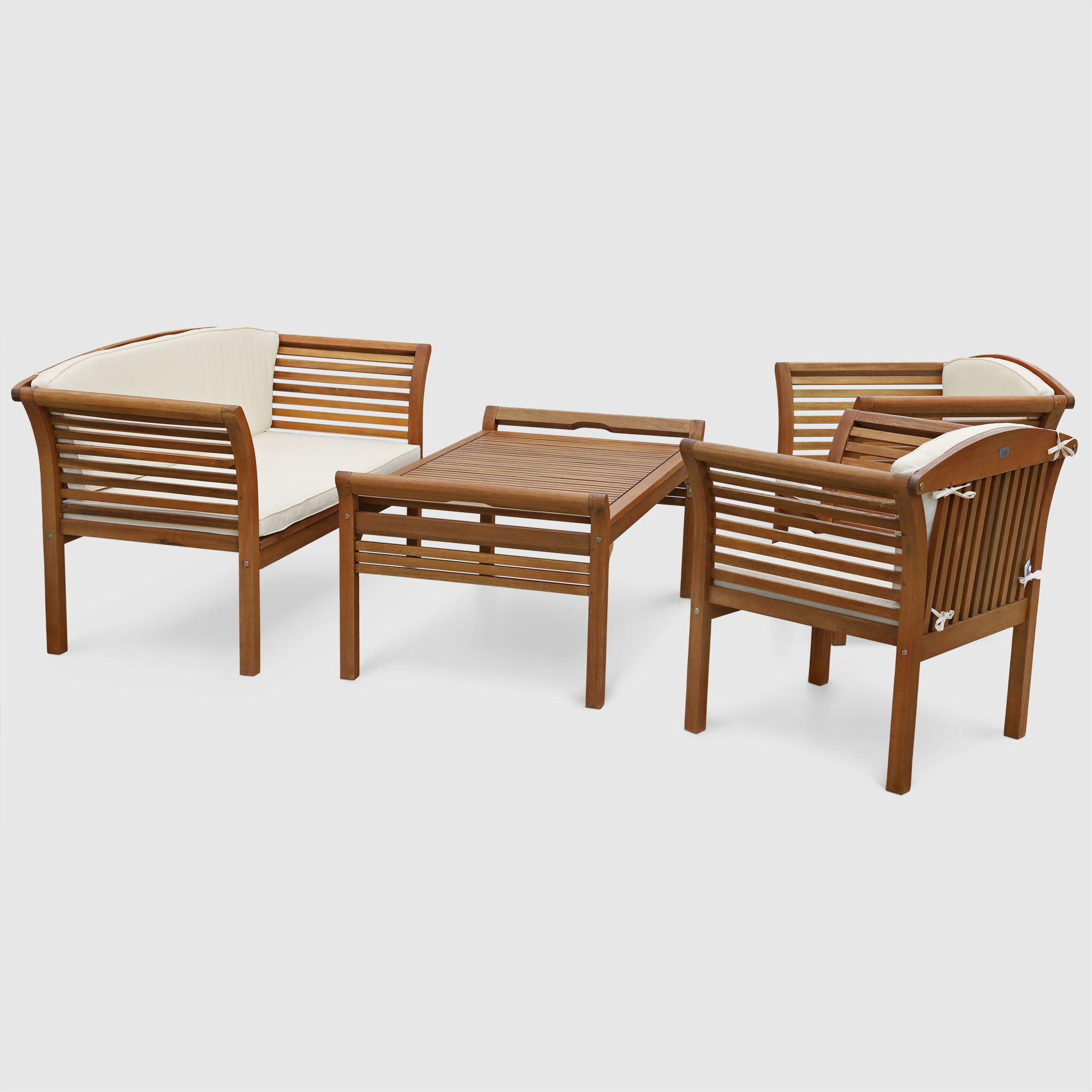 Комплект садовой мебели Degamo Malaga коричневое с бежевым из 4 предметов, цвет коричневый, размер 144х61х78