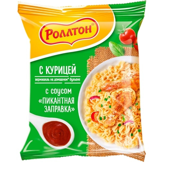 фото Вермишель на домашнем бульоне роллтон с курицей и соусом пикантная заправка, 65 г