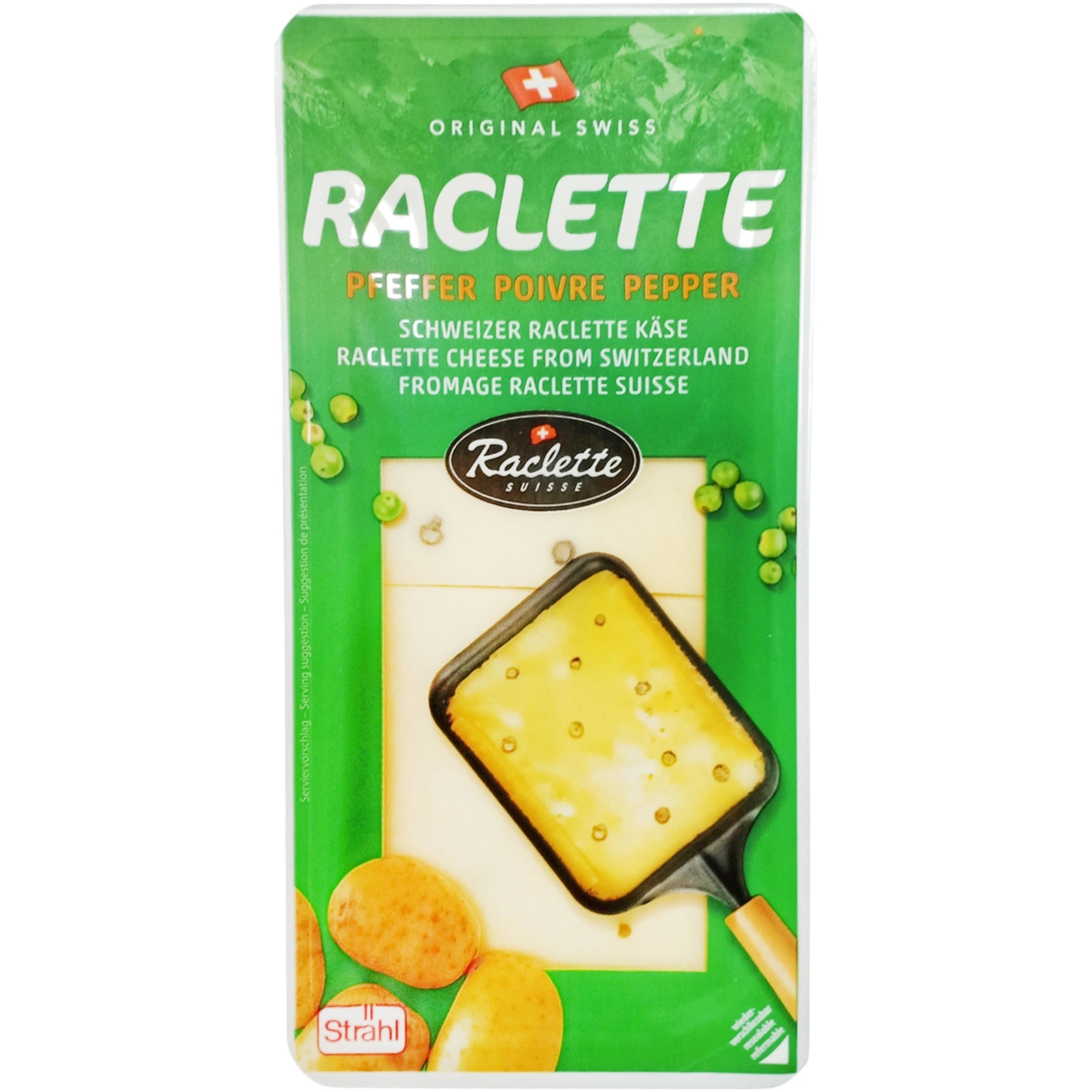 Сыр твердый Strahl Раклет с зеленым перцем 45% 200 г