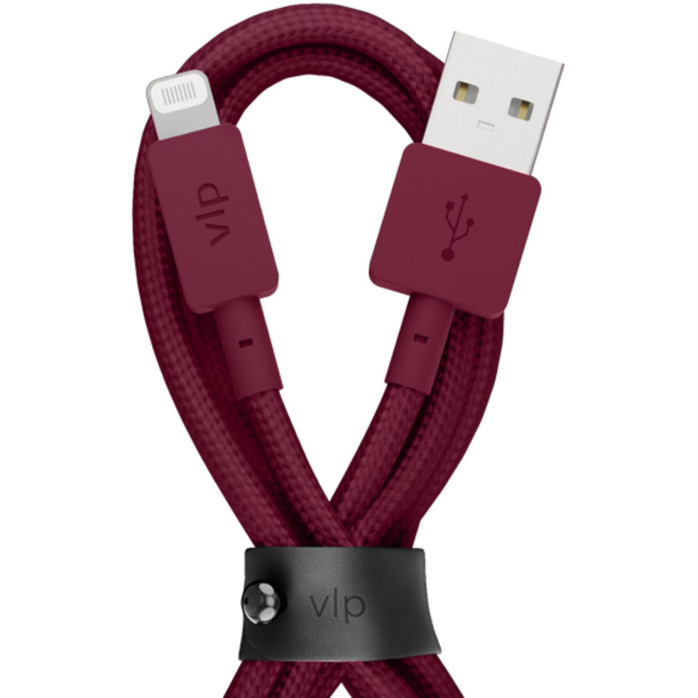 Кабель VLP Nylon Cable USB A -Lightning MFI марсала, цвет красный - фото 2