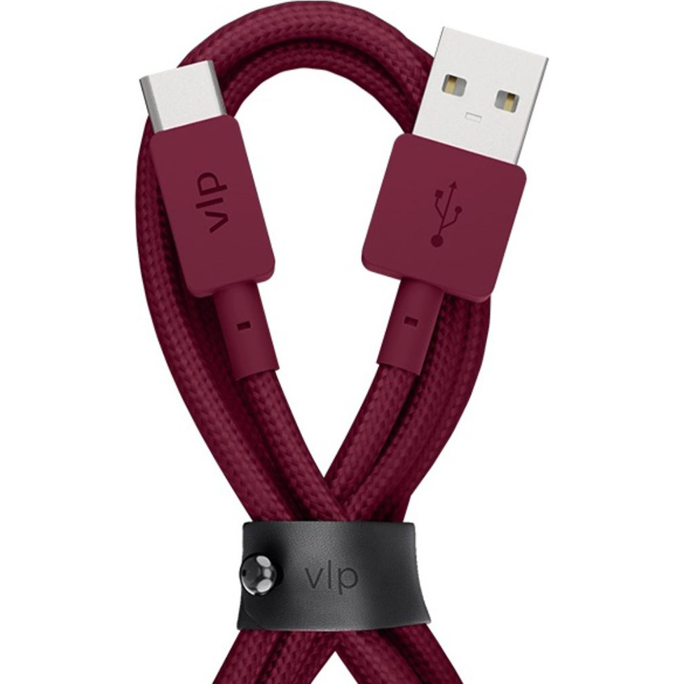Кабель VLP Nylon Cable USB A - USB C марсала, цвет красный - фото 2